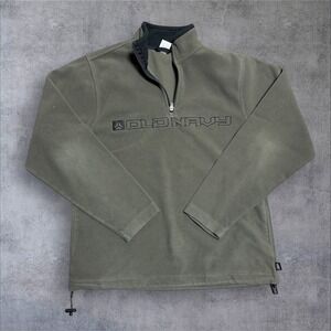 Old Navy Sweater Mens Med‎ Dark Green Long Sleeve Spell Out Fleece VTG Y2K